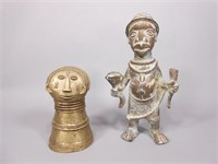 (1) Brass and (1) Bronze African Figures