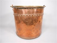 1875 Large Copper Bucket with Brass Handle