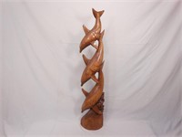 Carved Wood Dolphin Statue