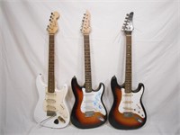 (3) Stratocaster Style Guitars