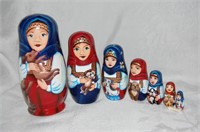 NEW - 8 Ladies with Dogs Nesting Dolls