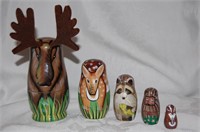 5 Piece Set - Tall Wildlife Animals Nesting Dolls