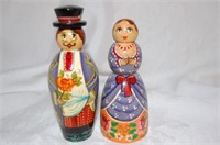 2 Hand Painted Wooden Dolls - Painted by