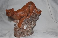 Ceramic Cougar on Rock Bed