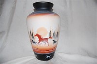Ceramic Vase of Stampeding Horses through