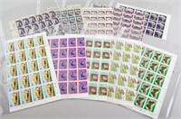 Group of World Stamps 10 Sheets of Uncut Stamps