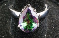 5.00ct Pear Cut Mystic Topaz Sterling Silver Ring