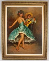 South American Oil on Canvas Dancer Signed