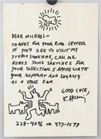 Letter and Ink on Paper Signed K. Haring