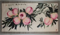 Chinese Watercolor on Paper Peaches