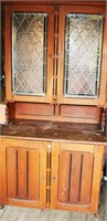 Country 2 Part Cupboard w/ Leaded Glass Doors