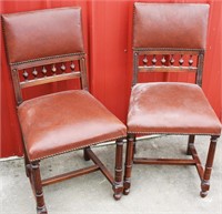 Arts & Crafts Style Leather Dining Room Side Chair