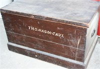 Thomas M Cavl Stencilied Wooden Box w/ Metal