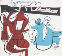 French Acrylic on Canvas Signed Le Corbusier Nude