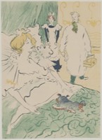 French Linocut on Paper Signed T-Lautrec