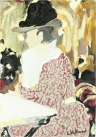 French Oil on Paper Signed E. Vuillard
