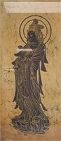 Gilt Painting on Silk Chinese Guanyin
