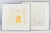Lot of Two Susan Jackson Crayon Painting Framed