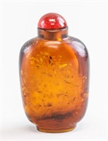 Chinese Amber Gold-Flecked Snuff Bottle