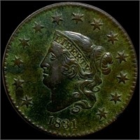 1831 Coronet Head Large Cent NEARLY UNC