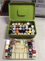 Vintage green sewing machine Thread case