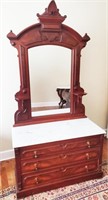 Fancy Victorian Marble Top Dresser w/ Mirror