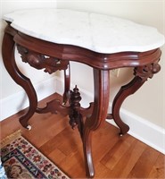 Victorian Marble Top Table w/ Scalloped Edge &