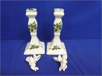 PAIR OF CHRISTMAS CANDLESTICKS AND