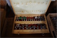 Router Bits in Wooden Box
