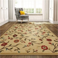 Ottomanson Ottohome Contemporary Leaves Floral Rug