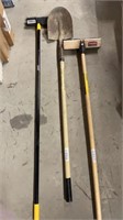 2 deck brushes & 1 Craftsman shovel 1 Rubbermaid