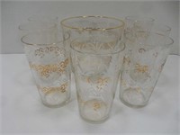White and Gold Glass Ice Bucket and Glasses