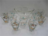 Retro Punch Bowl and Glasses