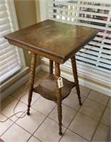 oak vintage plant stand top water stained
