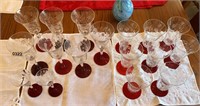 cranberry base etched glass crystal stemware