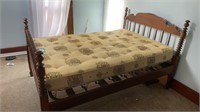 Antique Wood Bed Frame and Mattress