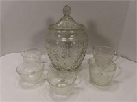 Clear Glass Cookie Jar, Cups