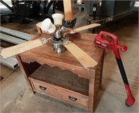 Wood cabinet/ceiling fan/Toro trimmer