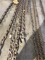 Three log chains, one is 1/2 “ with one hook on