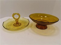 Amber Serving Plate and Bowl