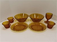 Amber Bowls, Plates, Cups