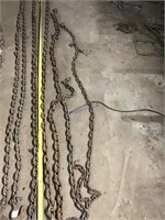 Four misc chains ,with hooks , 16’ and 9’