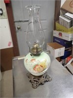 Kerosene Floral Lamp w/Chimney - 16 1/2"H