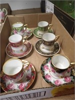 (6) - Hd. Painted Tea Cups & Saucers -