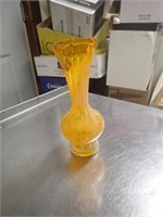 Orange Frosted Fluted Top Vase - 7"H