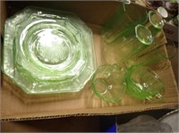 Green Princess - 3 Sm. Plates, 3 Cups/Saucers,