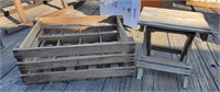 Wood Folding Stool & Wood Dairy Crate