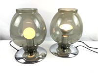 Paire de lampes design, globe en verre