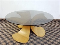 Table basse Bent Plywood, plateau en verre
