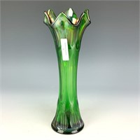 Fenton Green Diamond Rib Vase